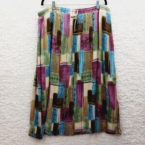 Skirt Maxi Alfred Dunner Rose Blue Feminine Pleated Geometric Boho VTG Size 22W